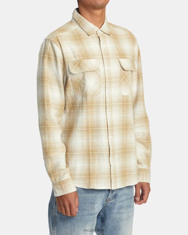 Clothing V84B457 khaki RVCA Men Dayshift Flannel Long Sleeve Shirt