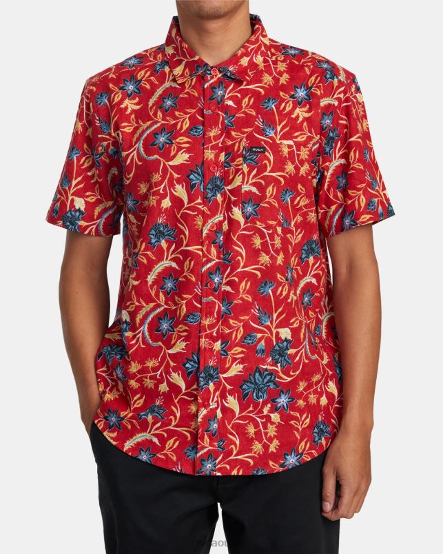Clothing V84B493 scarlett RVCA Men Rvgazi Short Sleeve Shirt