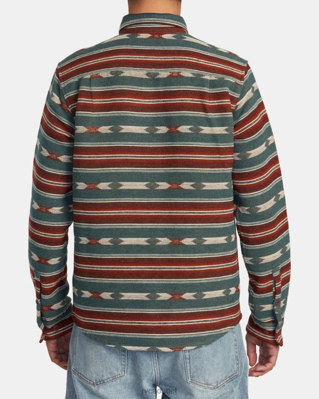 Clothing V84B524 teal RVCA Men Blanket Long Sleeve Shirt
