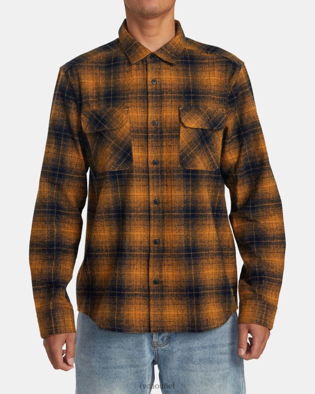 Clothing V84B532 navy RVCA Men Dayshift Flannel Long Sleeve Shirt