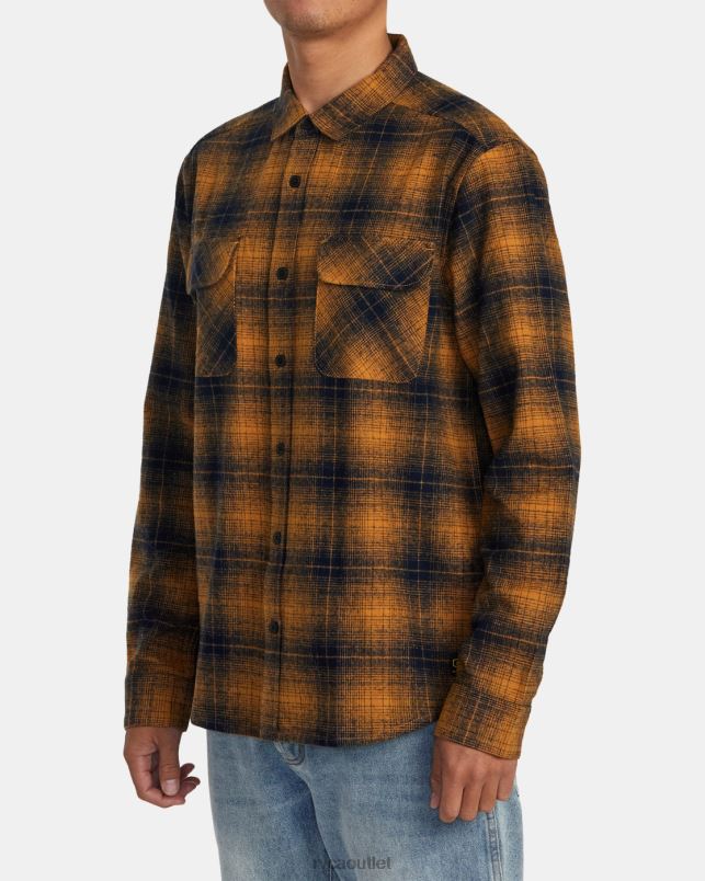 Clothing V84B532 navy RVCA Men Dayshift Flannel Long Sleeve Shirt