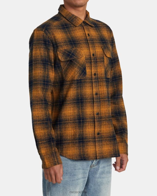 Clothing V84B532 navy RVCA Men Dayshift Flannel Long Sleeve Shirt