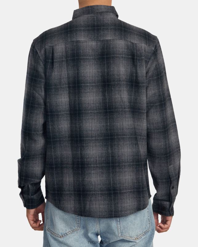Clothing V84B533 black RVCA Men Dayshift Flannel Long Sleeve Shirt