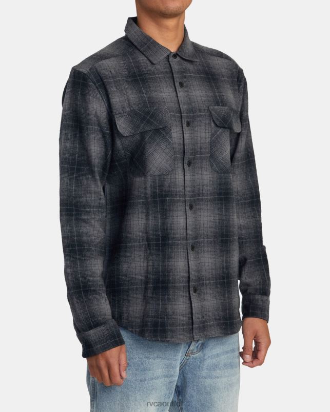 Clothing V84B533 black RVCA Men Dayshift Flannel Long Sleeve Shirt