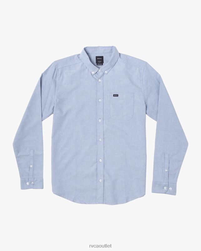 Clothing V84B665 oxford blue RVCA Men That'll Do Stretch Long Sleeve Shirt