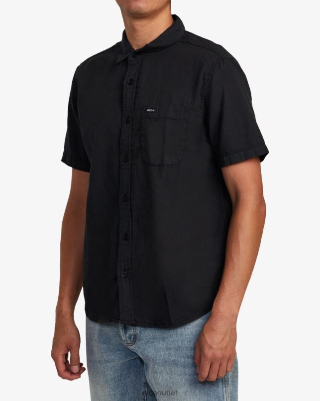 Clothing V84B786 black RVCA Men PTC Woven Short Sleeve Shirt