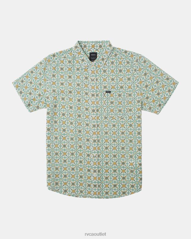Clothing V84B8 green haze RVCA Men Vacationist Short Sleeve Shirt