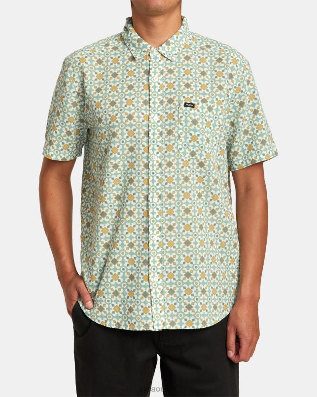 Clothing V84B8 green haze RVCA Men Vacationist Short Sleeve Shirt