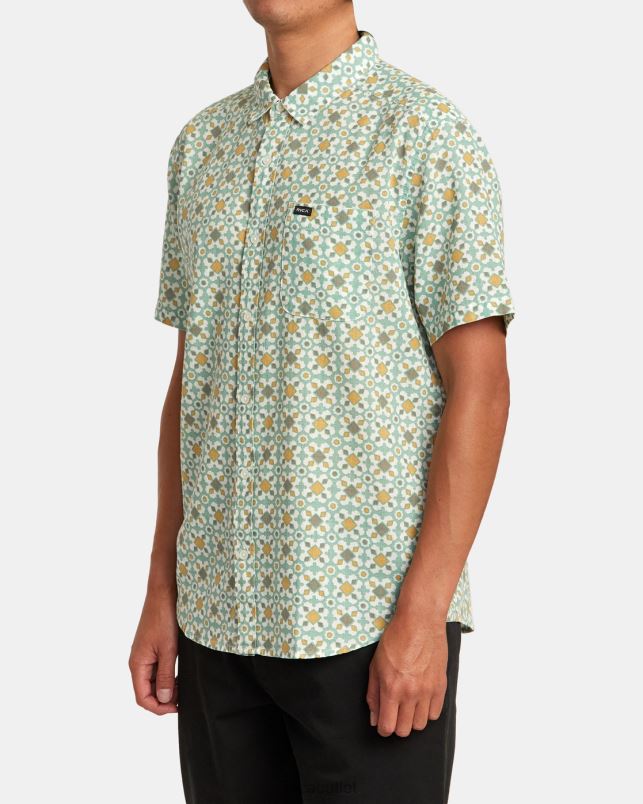 Clothing V84B8 green haze RVCA Men Vacationist Short Sleeve Shirt