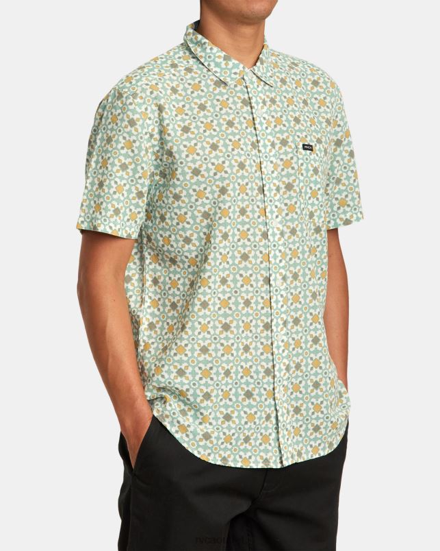 Clothing V84B8 green haze RVCA Men Vacationist Short Sleeve Shirt