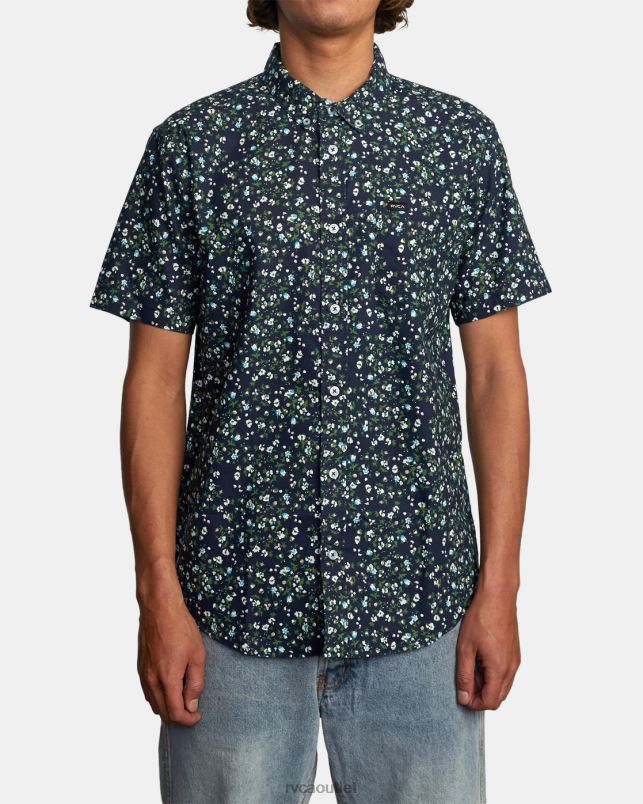 Clothing V84B917 navy marine RVCA Men That'll Do Slim Fit Short Sleeve Shirt