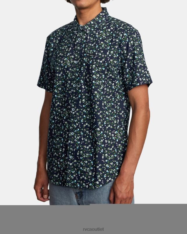 Clothing V84B917 navy marine RVCA Men That'll Do Slim Fit Short Sleeve Shirt