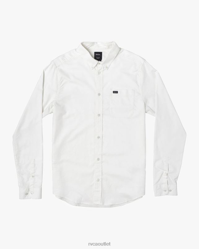 Clothing V84B933 white RVCA Men That'll Do Stretch Long Sleeve Shirt