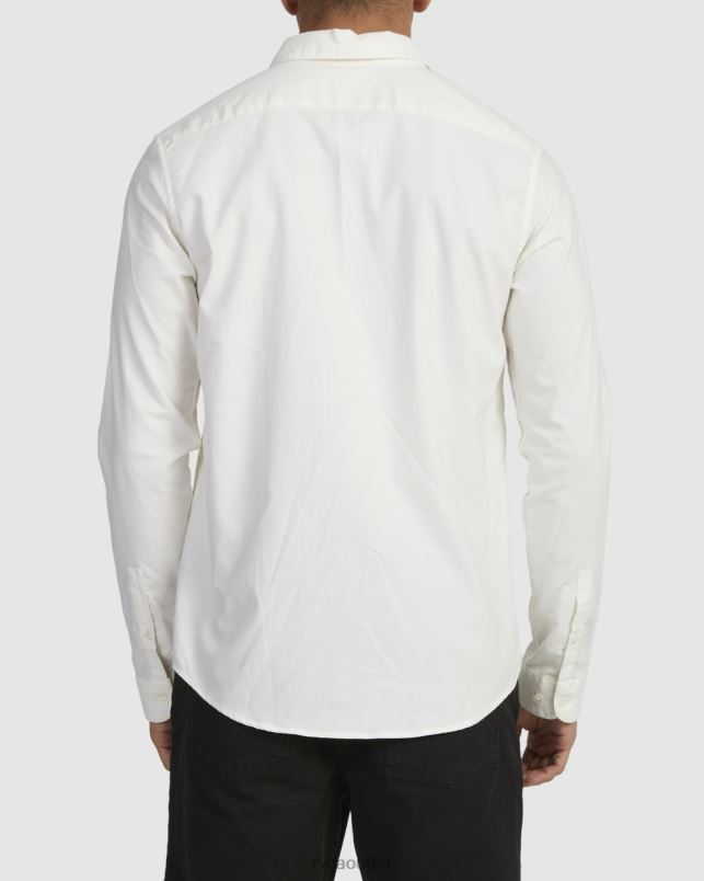 Clothing V84B933 white RVCA Men That'll Do Stretch Long Sleeve Shirt