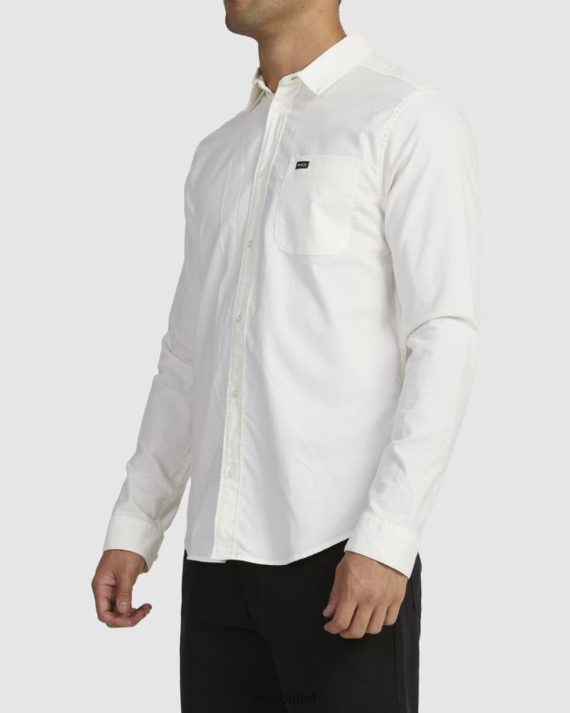 Clothing V84B933 white RVCA Men That'll Do Stretch Long Sleeve Shirt