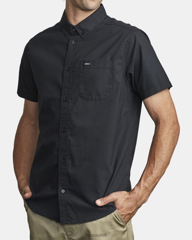 Clothing V84B941 black RVCA Men That'll Do Stretch Short Sleeve Shirt