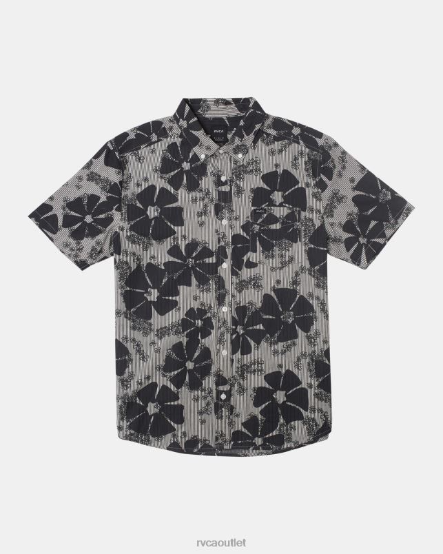 Clothing V84B95 black RVCA Men Yoyogi Seersucker Short Sleeve Shirt