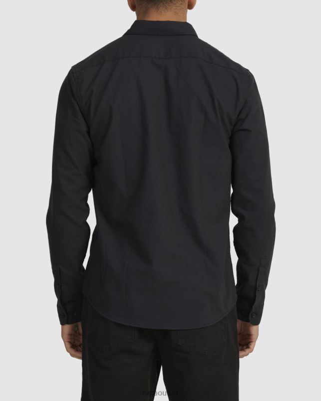 Clothing V84B974 black RVCA Men That'll Do Stretch Long Sleeve Shirt