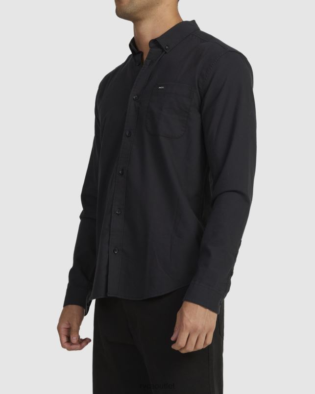 Clothing V84B974 black RVCA Men That'll Do Stretch Long Sleeve Shirt