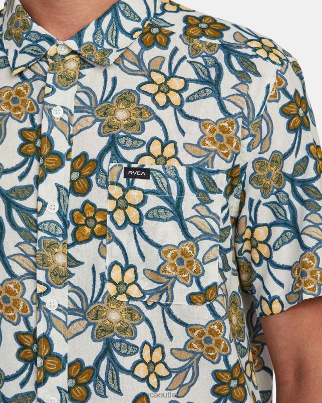 Clothing V84B984 silver bleach RVCA Men Evening Floral Shirt