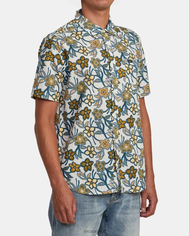 Clothing V84B984 silver bleach RVCA Men Evening Floral Shirt