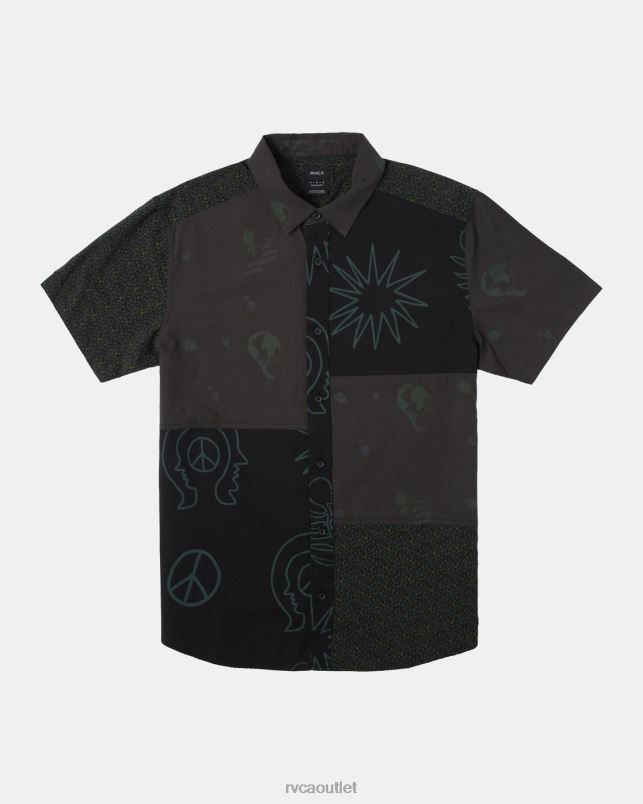 Clothing V84B990 black RVCA Men Compilation Short Sleeve Shirt