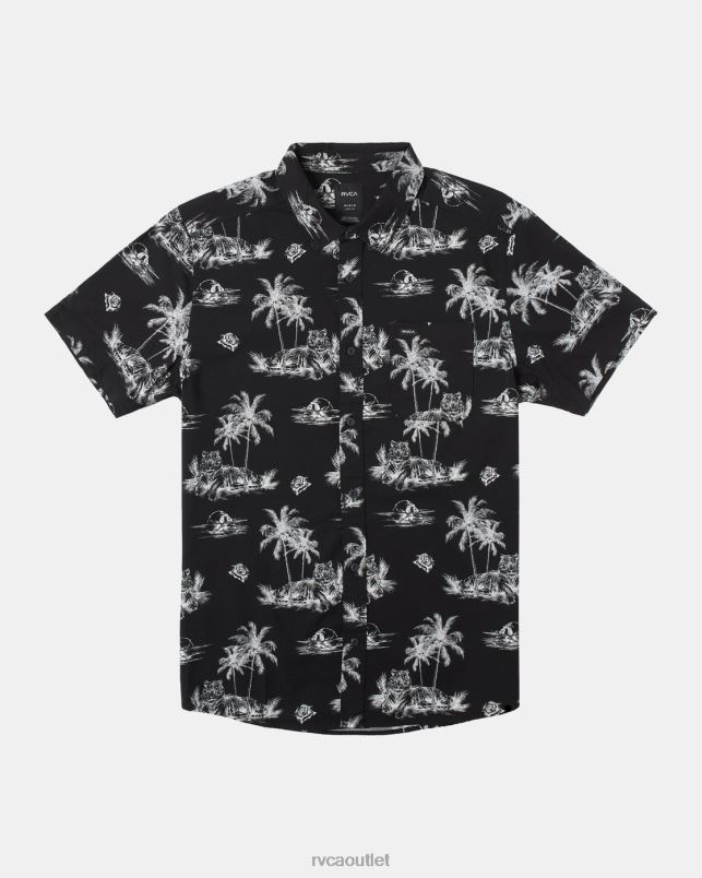 Clothing V84B998 black RVCA Men Benjamin Jeanjean Prowler Short Sleeve Shirt