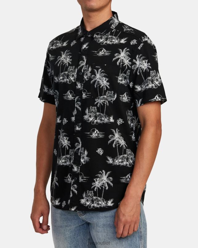 Clothing V84B998 black RVCA Men Benjamin Jeanjean Prowler Short Sleeve Shirt