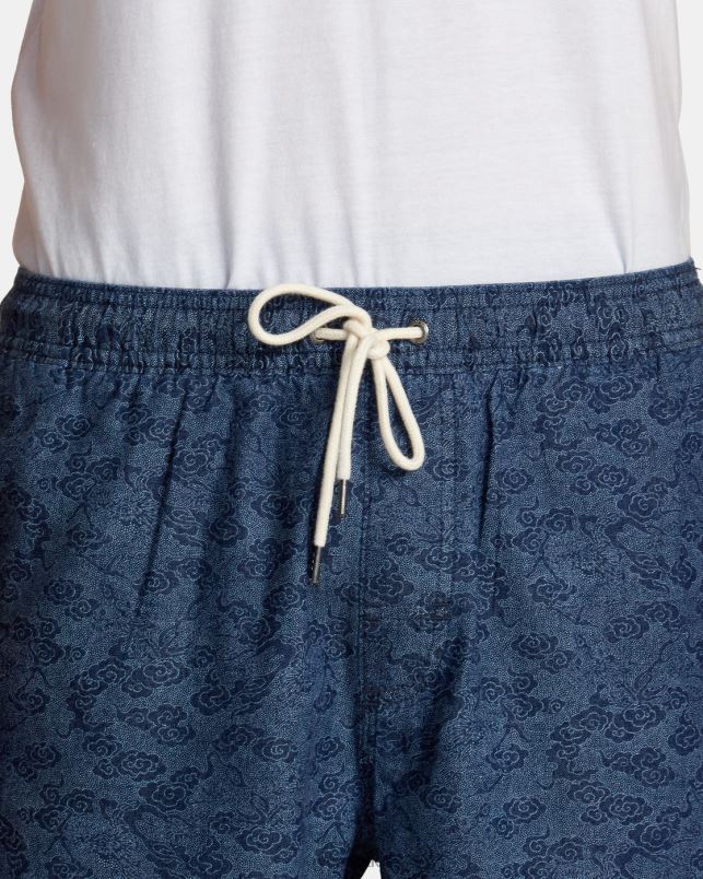 Clothing V84B100 blue RVCA Men Escape Dragon 17 Elastic Shorts