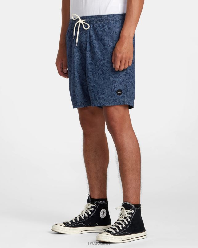 Clothing V84B100 blue RVCA Men Escape Dragon 17 Elastic Shorts