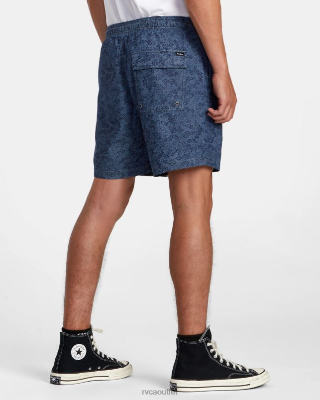 Clothing V84B100 blue RVCA Men Escape Dragon 17 Elastic Shorts