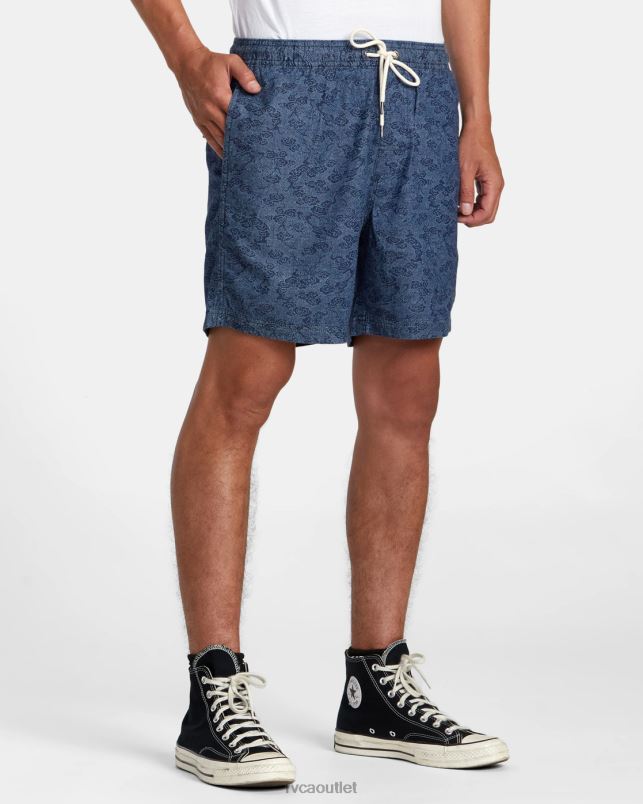 Clothing V84B100 blue RVCA Men Escape Dragon 17 Elastic Shorts