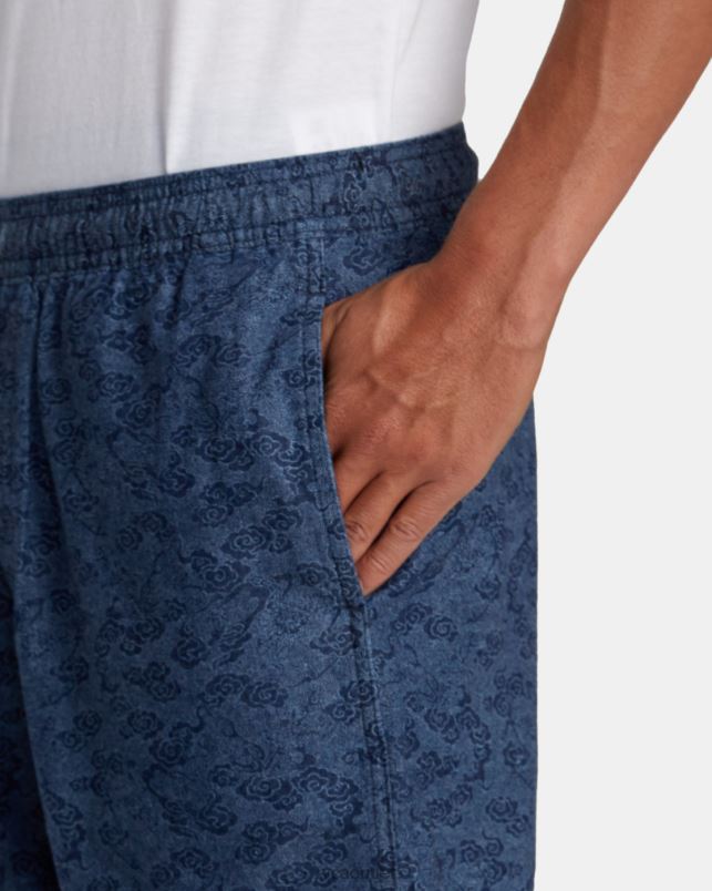 Clothing V84B100 blue RVCA Men Escape Dragon 17 Elastic Shorts
