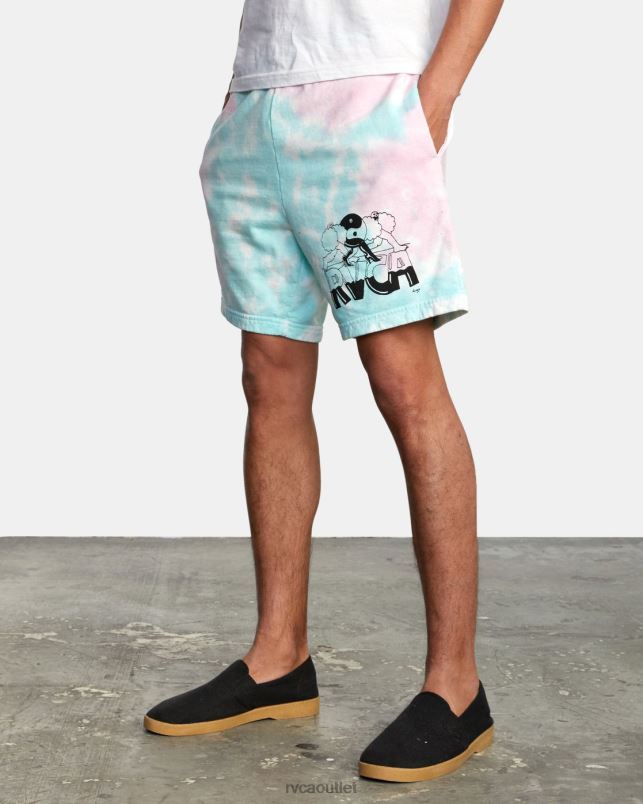 Clothing V84B1066 white tie dye RVCA Men x Jesse Lortz Elastic Shorts