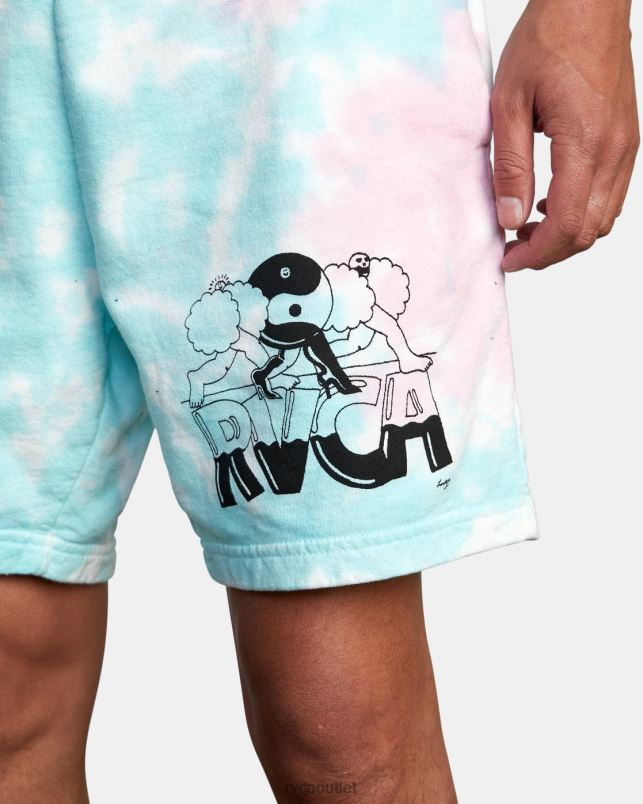 Clothing V84B1066 white tie dye RVCA Men x Jesse Lortz Elastic Shorts