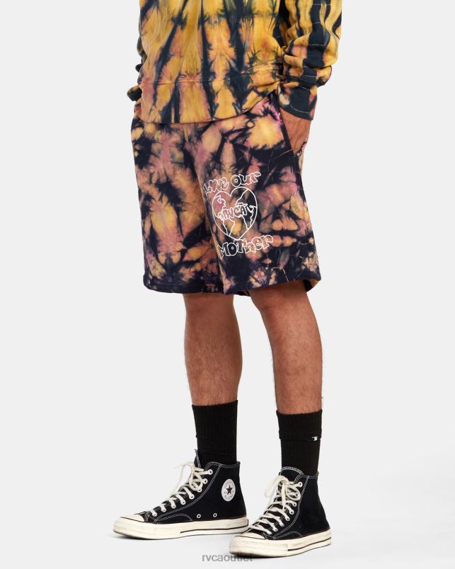 Clothing V84B1071 tie dye RVCA Men Freaktopia Love Your Mother Sweat Shorts