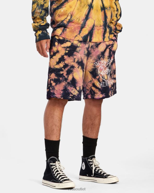 Clothing V84B1071 tie dye RVCA Men Freaktopia Love Your Mother Sweat Shorts