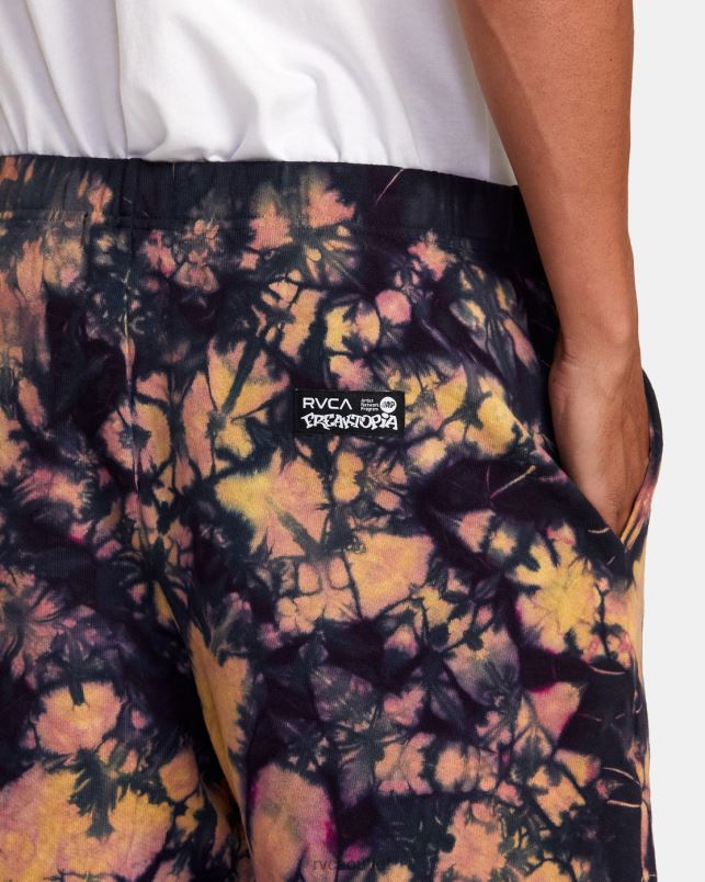 Clothing V84B1071 tie dye RVCA Men Freaktopia Love Your Mother Sweat Shorts