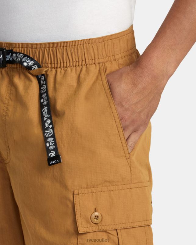 Clothing V84B74 camel RVCA Men Civic Utility 18 Elastic Shorts