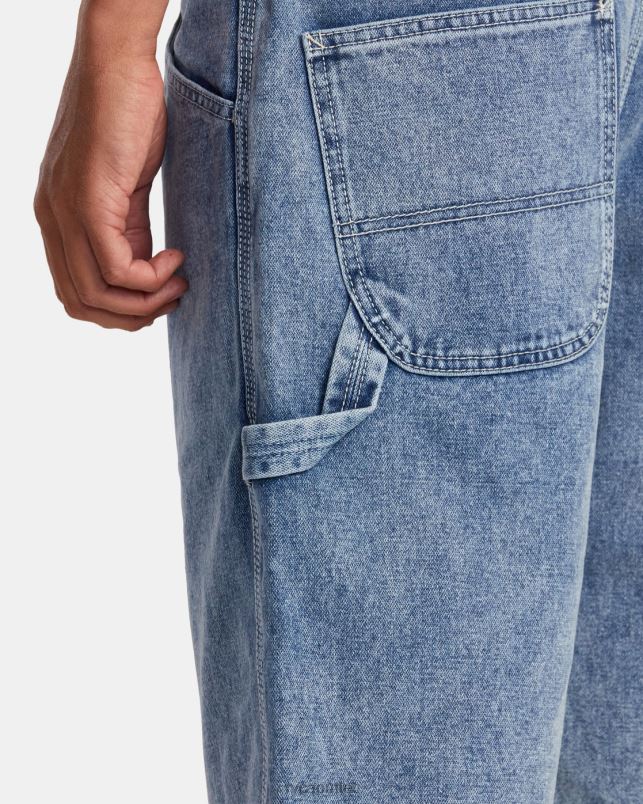 Clothing V84B925 broken blue wash RVCA Men Chainmail Denim Shorts