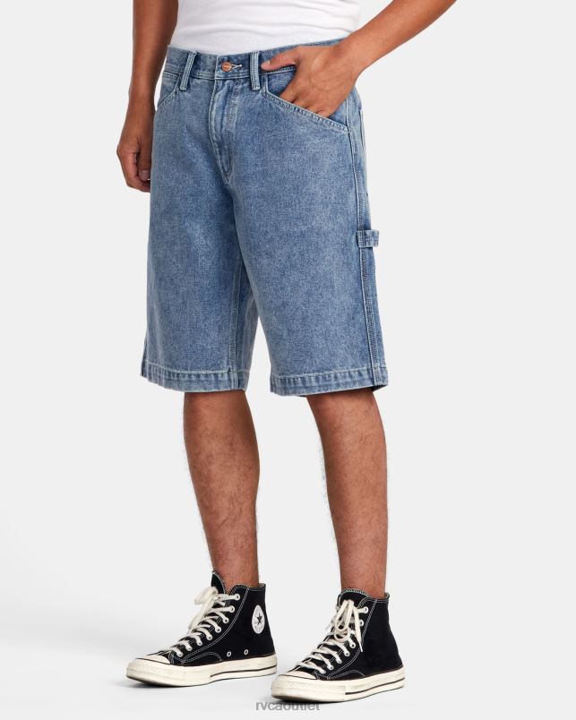 Clothing V84B925 broken blue wash RVCA Men Chainmail Denim Shorts