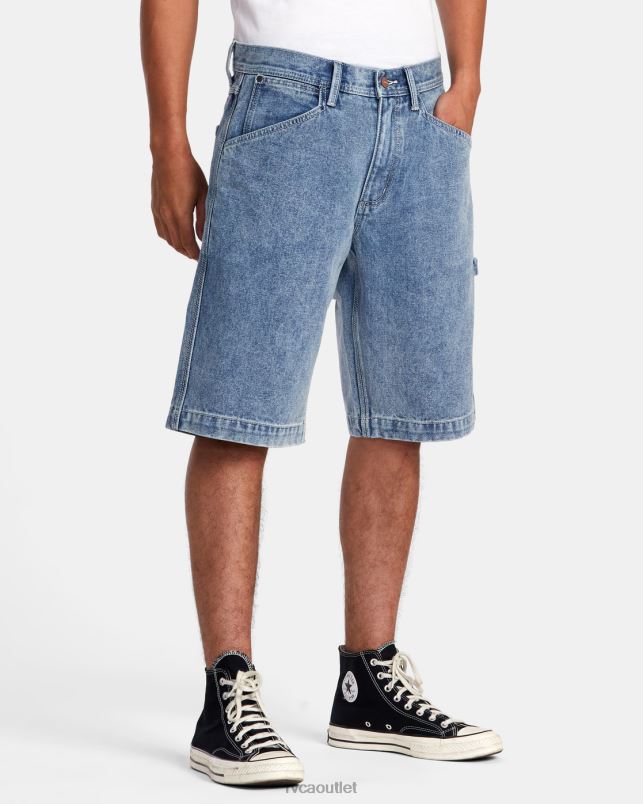 Clothing V84B925 broken blue wash RVCA Men Chainmail Denim Shorts