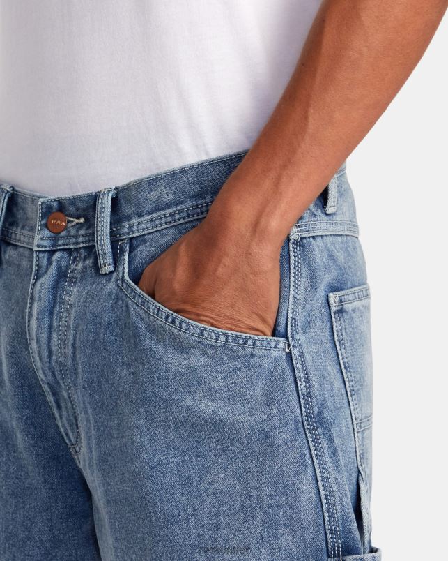 Clothing V84B925 broken blue wash RVCA Men Chainmail Denim Shorts