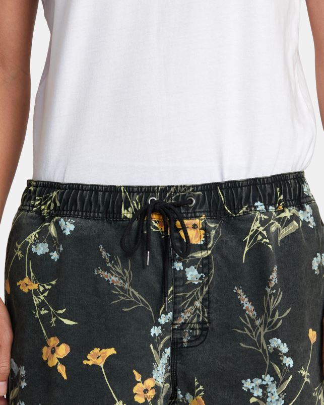Clothing V84B97 midnight RVCA Men Escape Print Elastic Waist Walkshorts 17