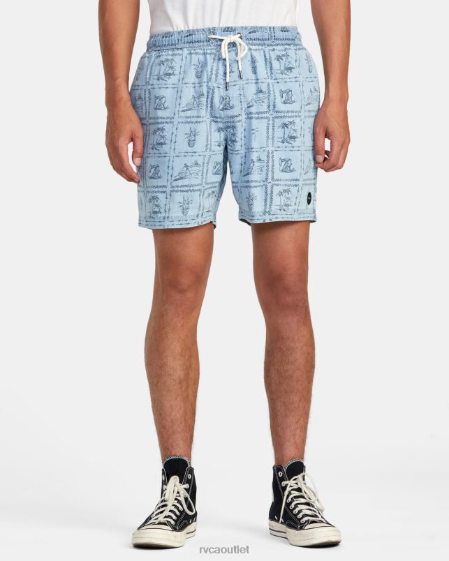 Clothing V84B989 washed denim RVCA Men Escape Chambray Elasticized Shorts