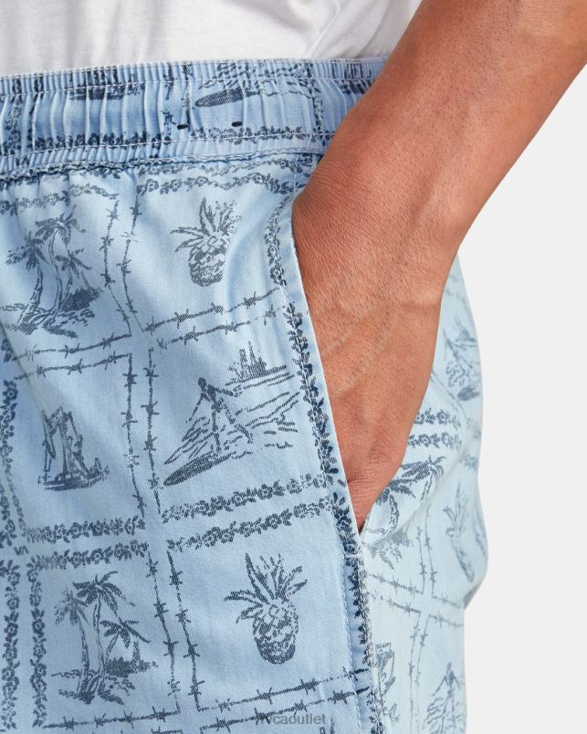 Clothing V84B989 washed denim RVCA Men Escape Chambray Elasticized Shorts