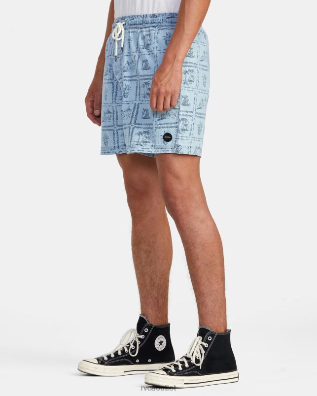 Clothing V84B989 washed denim RVCA Men Escape Chambray Elasticized Shorts