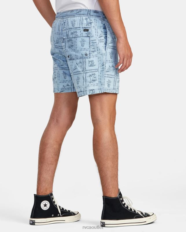 Clothing V84B989 washed denim RVCA Men Escape Chambray Elasticized Shorts