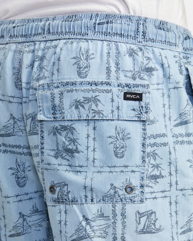 Clothing V84B989 washed denim RVCA Men Escape Chambray Elasticized Shorts