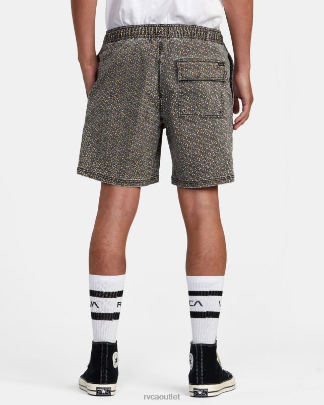 Clothing V84B992 bright black RVCA Men Escape Print Elastic Waist Walkshorts 17
